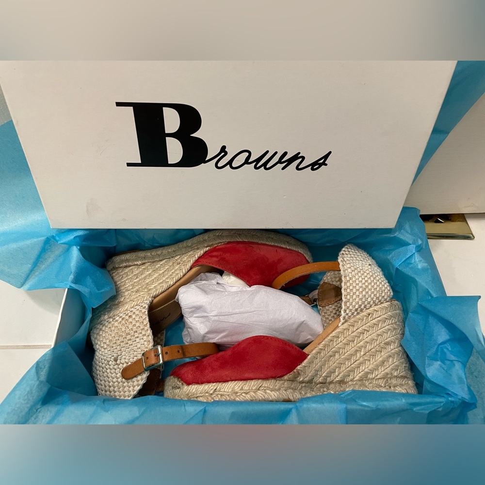BROWNS-Red and Black (2) Wedge Sandals